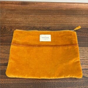 Sézane Mustard Yellow Velvet Pouch